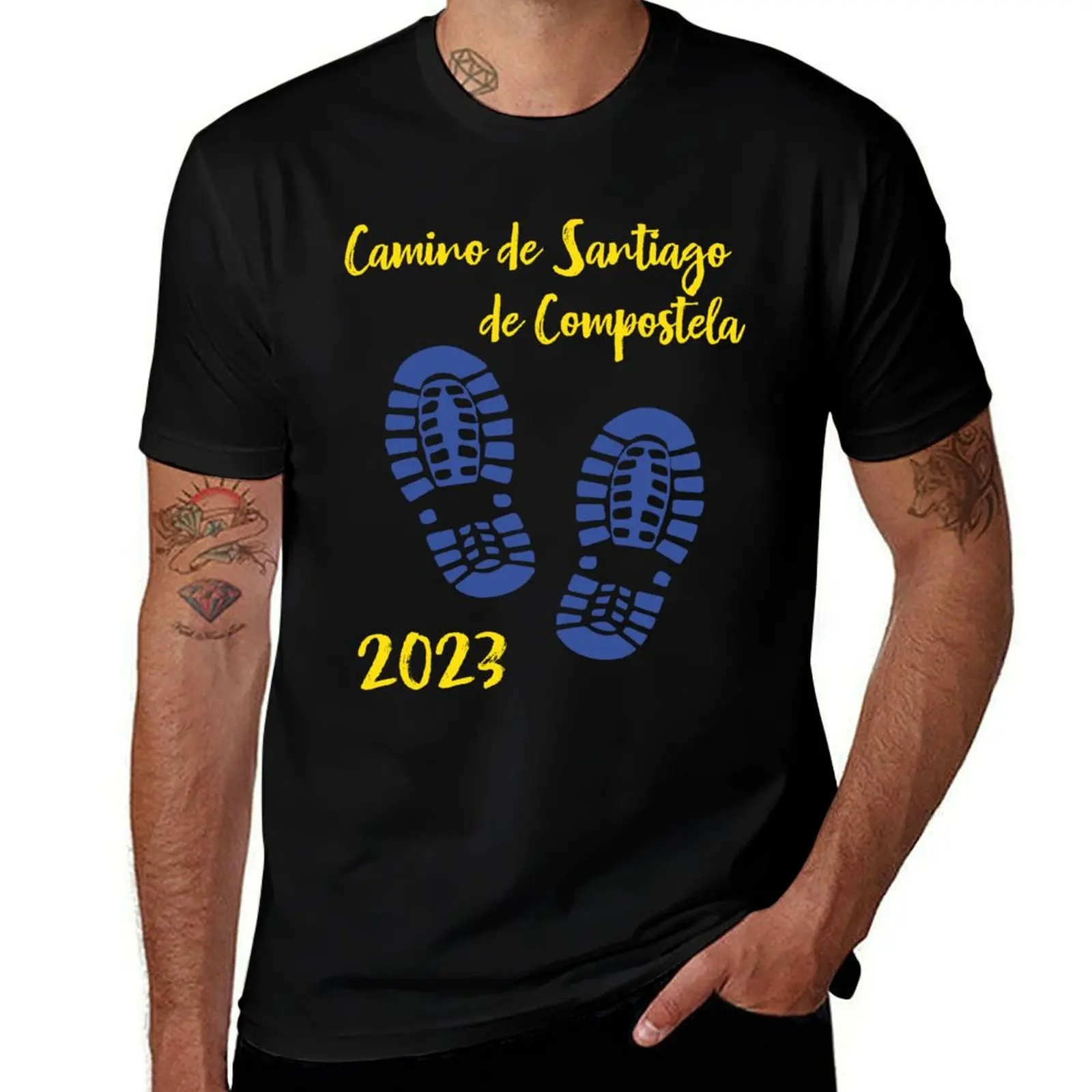

the traces of the Camino de Santiago de Compostela T-Shirt Novelty Print Casual Tee Shirt
