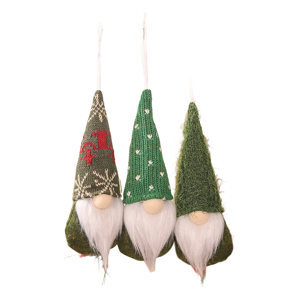 3pcs Scandinavian Tomte Ornaments Soft Plush Faceless Old Man Hanging Decoration With String For Christmas Tree Shelf Party