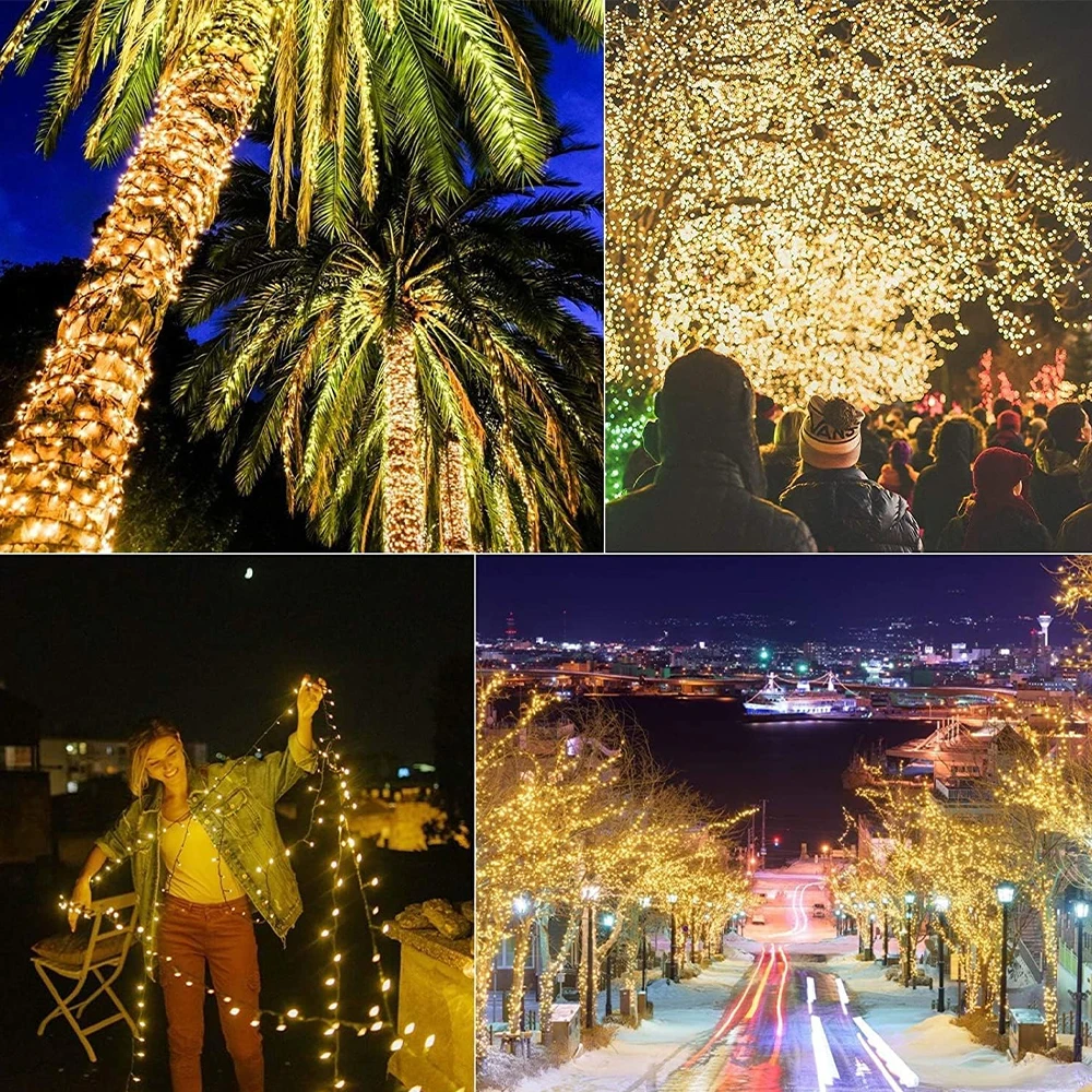 39ft LED ضوء الشمس 100 أضواء في الهواء الطلق مقاوم للماء الجنية جارلاند أضواء عيد الميلاد حفلة الهالوين زينة أضواء الشمسية #3