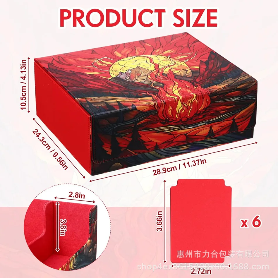 Portable Leather Card Storage Box with Colorful Print, Holds 1800+ Board Game Cards, Ideal for TCG Fans /One Piece/Pokemon/Magic