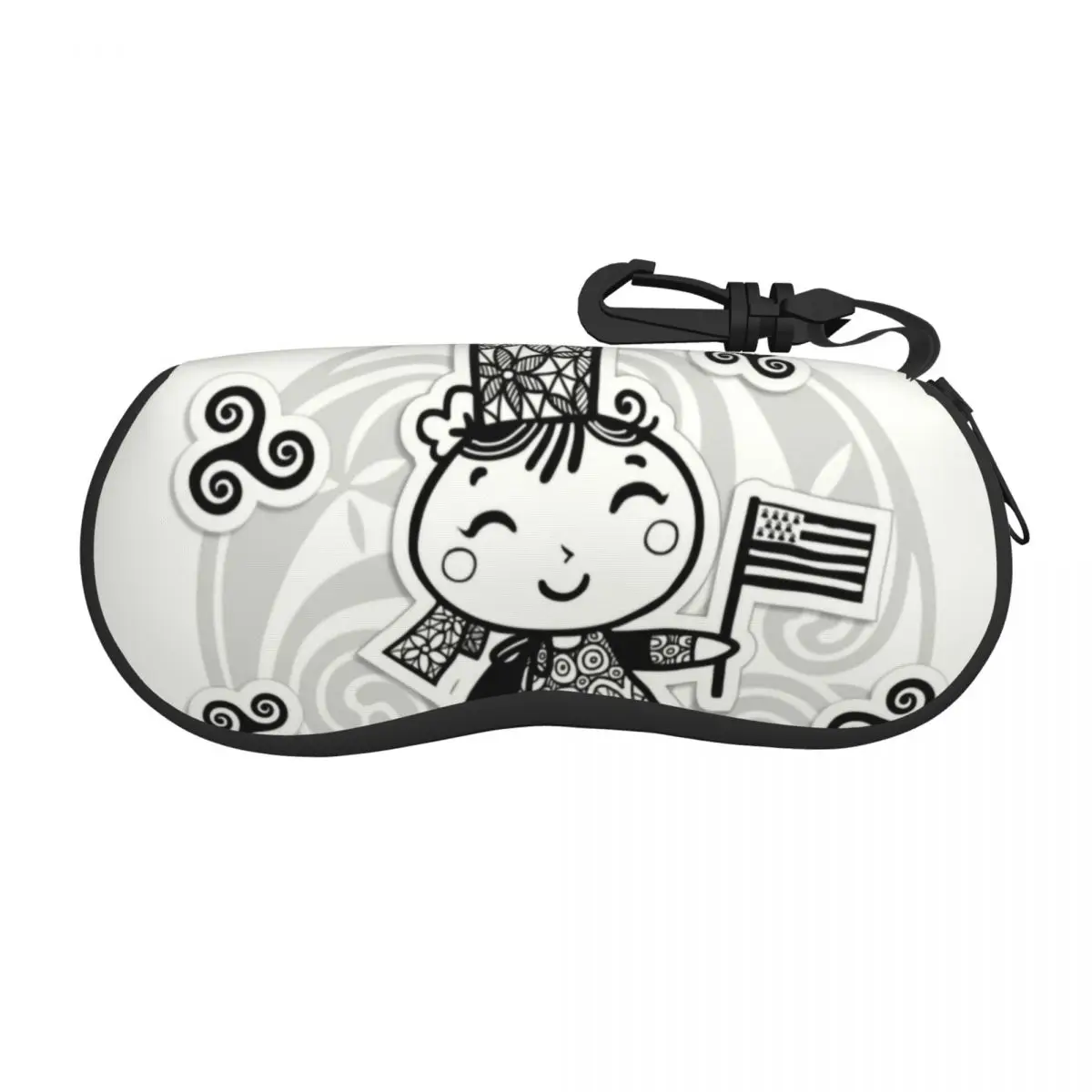 Breton Girl With Brittany Flag Shell Eyeglasses Case Women Men Cool Breizh Triskeles Glasses Case Sunglasses Box Pouch