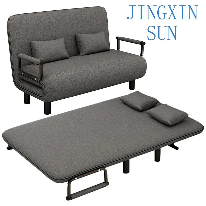 Dual use sofa bed, folding multifunctional small unit, single person fabric art living room, study room