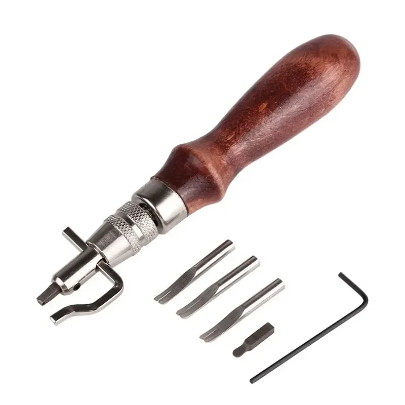 1set 7 In 1 Pro Adjustable Leather Stitching Groover And Creasing Edge Beveler Leathercraft Kits Carving Cutting Edge Tools