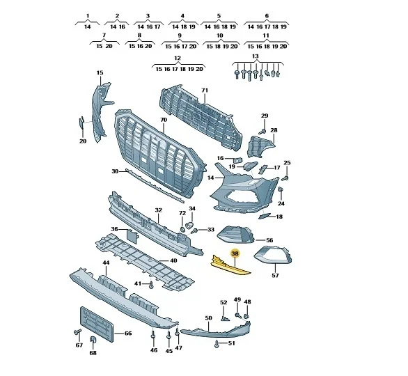 GENUINE  Front Bumper Lower Grille Trim Cover For Audi Q3 F3 2019-2022  83A807925  83A807926
