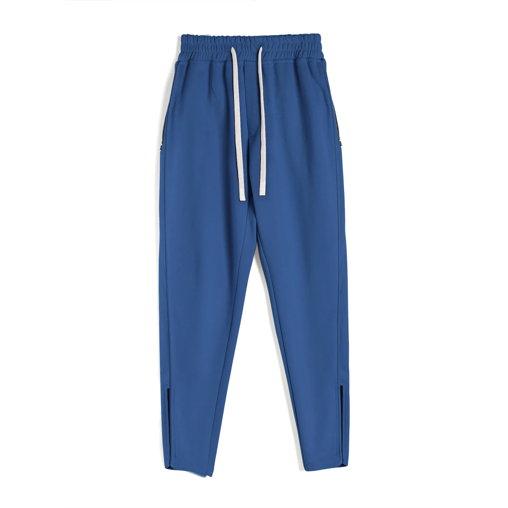 Custom LOGO spring and autumn cotton sweatpants men\'s new slim-fitting foot zipper tied feet casual trousers