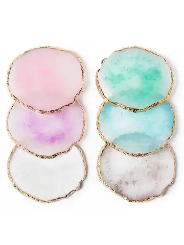 1PC Round Resin Agate Stone Nail Art Palette False Nail Tips Mixing Color Drawing Pallet Gel Polish Display Shelf Manicure Tool