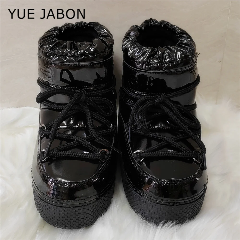 Neue weiße 2026-Winter-Schneestiefel für Damen, Schnürstiefeletten für Damen, Schwarz, klassische Plattform, wasserdichte, rutschfeste Baumwollstiefel