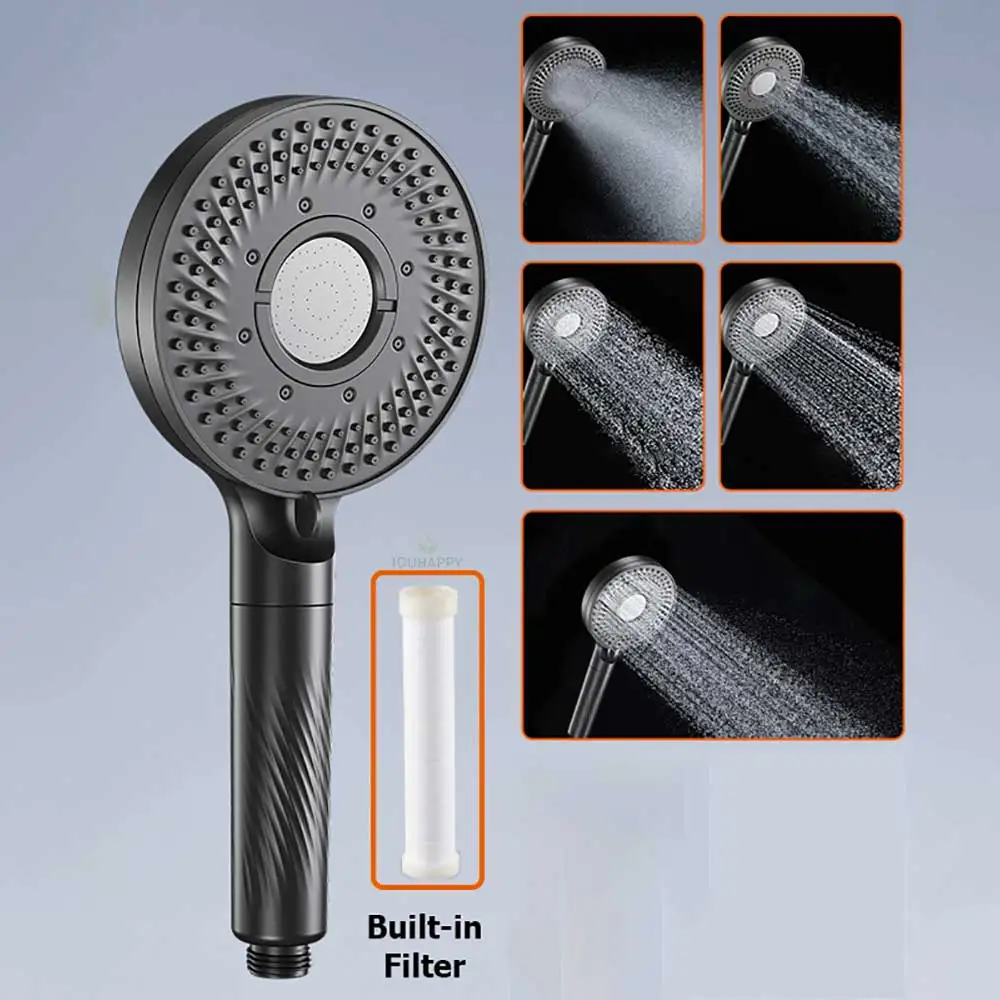 

Adjustable 5 Jet Modes Shower Head with Filter High Pressure Water Outlet Showerhead Water Saving Home Bathroom Accessories