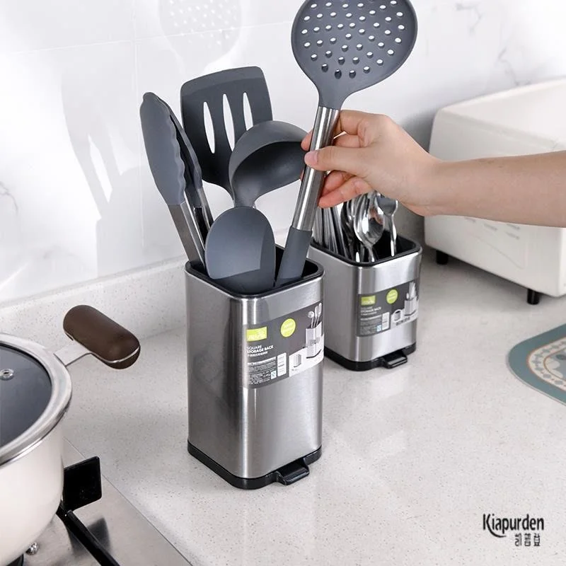 

Stainless Steel Kitchen Utensil Holder European Style Spoon Pot Spoon Rack Wall Mount Storage Box Pot Lid Bracket Organizer