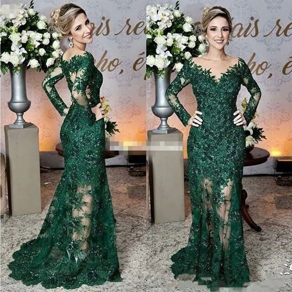 Abiti da sera in pizzo verde scollo a v da donna sirena elegante prospettiva maglia lunghezza del pavimento abiti da ballo lunghi abito femminile personalizzato