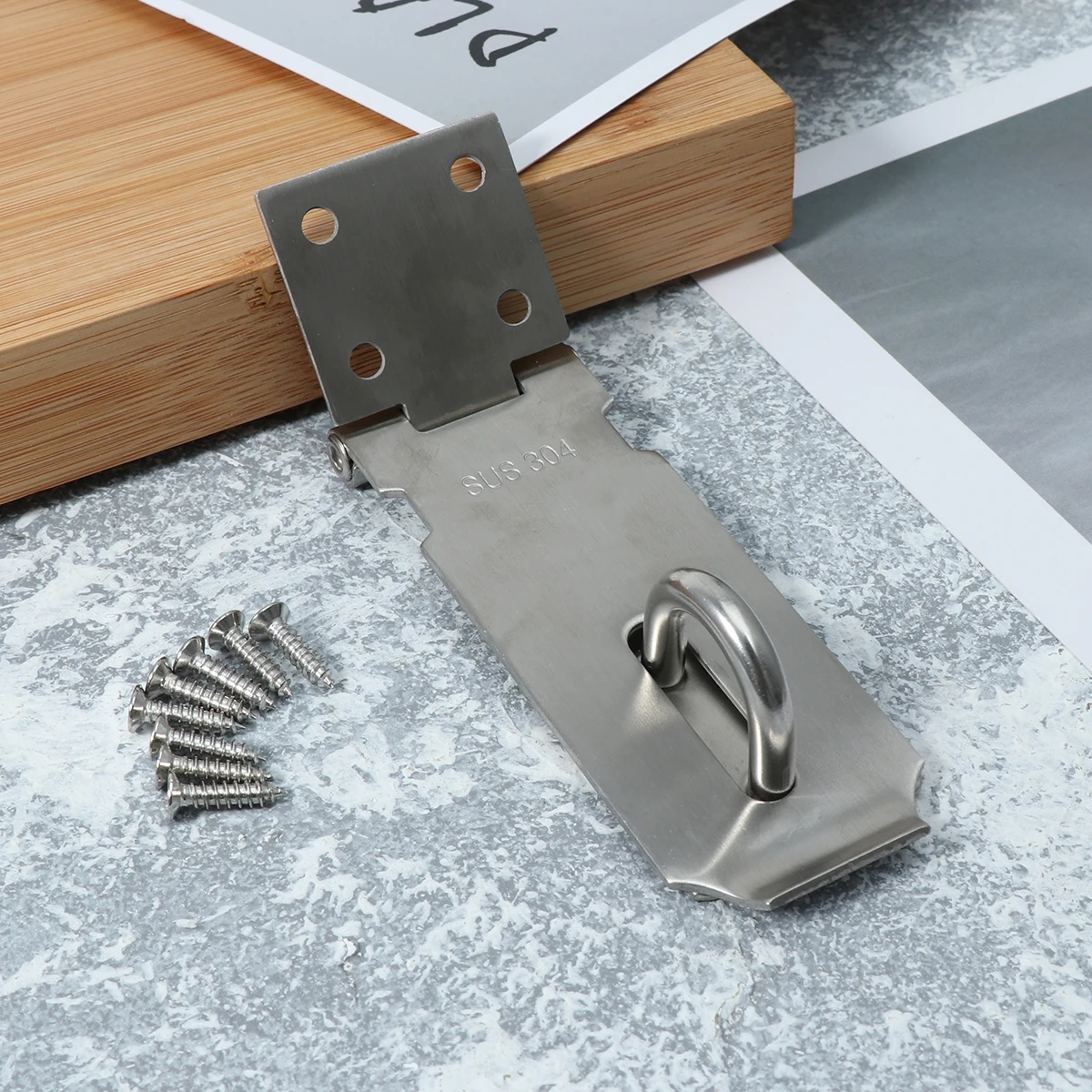 

4 Inch Padlock Hasp Door Clasp Hasp Lock Latch Stainless Steel Lock For Fastening Gate Cabinet Door (Silver)