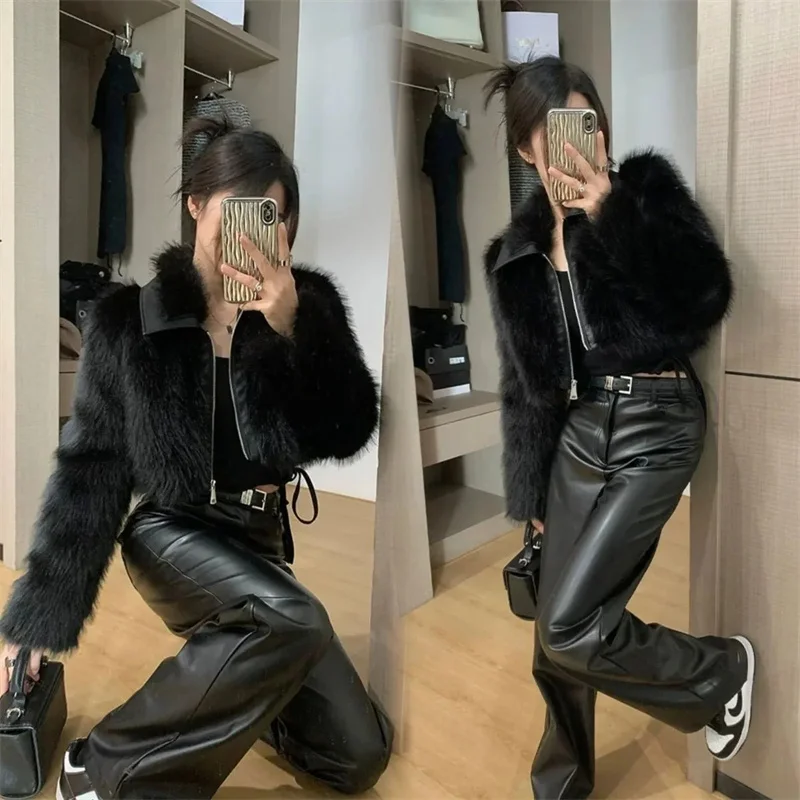 Pelzmantel Damen Pelzmantel Neuer Trend Damen Herbst und Winter neue Mode Kunstpelz Luxus Revers Mao Mao Bluse Damenmantel