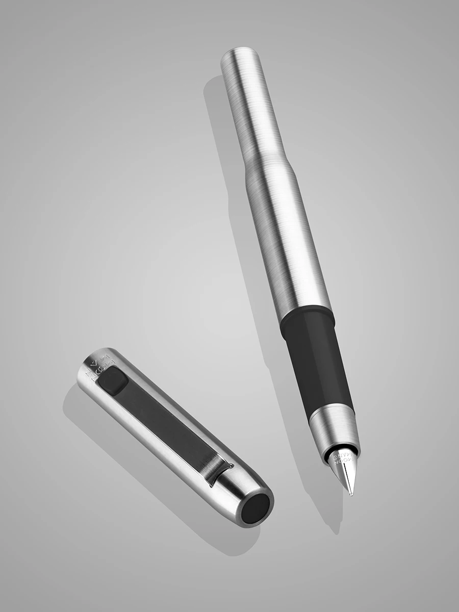 MAJOHN B25 Metal Fountain Pen Stainless Steel Imported F nib Ink Absorber Dual purpose Design Office Stationery Supplies