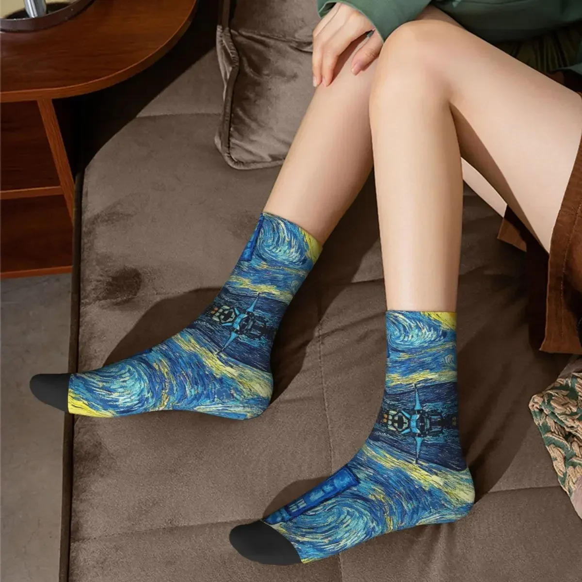 Chaussettes de nuit étoilée Harajuku, bas de haute qualité, chaussettes longues toutes saisons, accessoires pour cadeaux unisexes