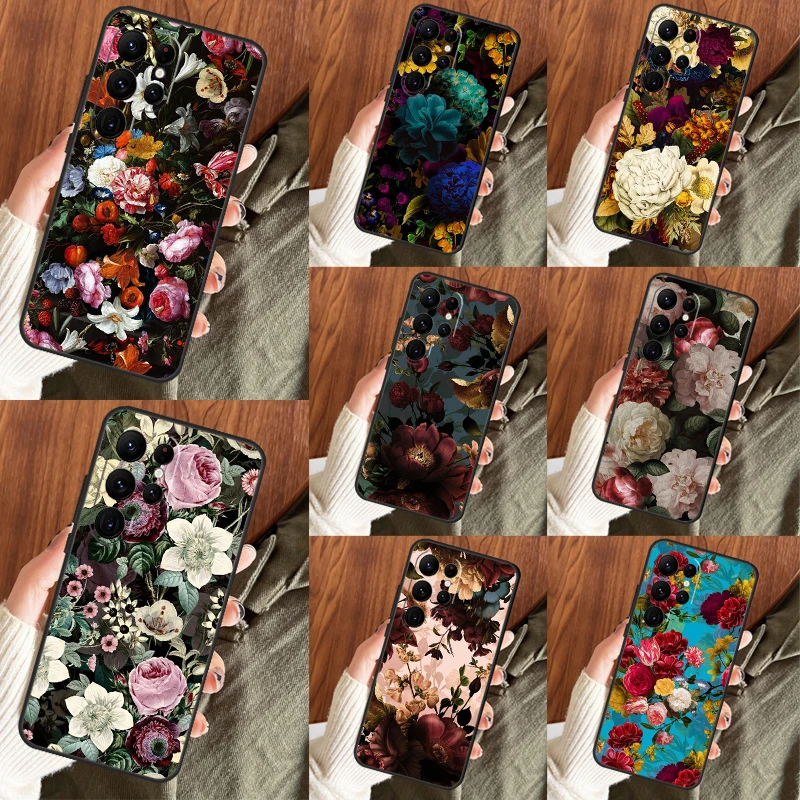 Midnight Garden Moody florals Case For Samsung Galaxy S22 Ultra S20 FE S21 FE Note 10 20 S8 S9 S10 S23 Plus Phone Cover