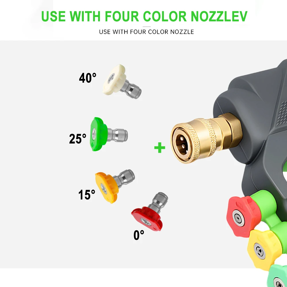 العالمي قصيرة ارتفاع ضغط بندقية غسيل السيارات الدورية المضادة للتشابك 4-Color فوهة عدة الاستخدام المنزلي للمركبة الخارجي حديقة الفناء #4