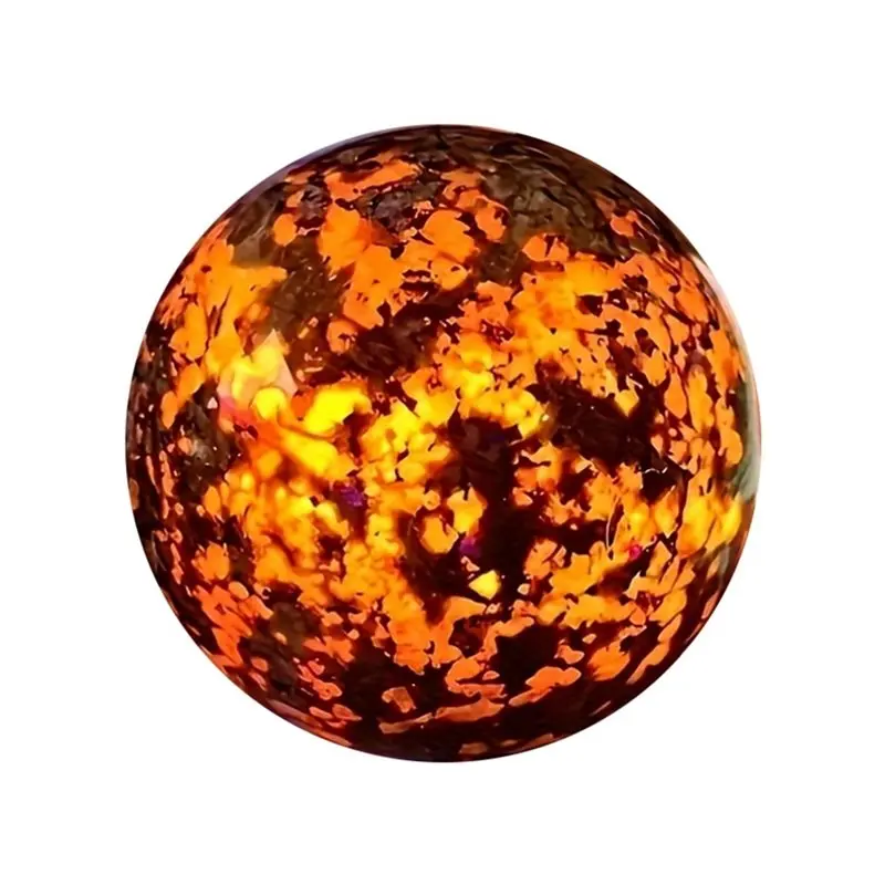 HLZS-2X Natural Flamestone Crystal Ball Ornament UV Reactive Sodalite Sphere Handcrafted Polished Home Decor