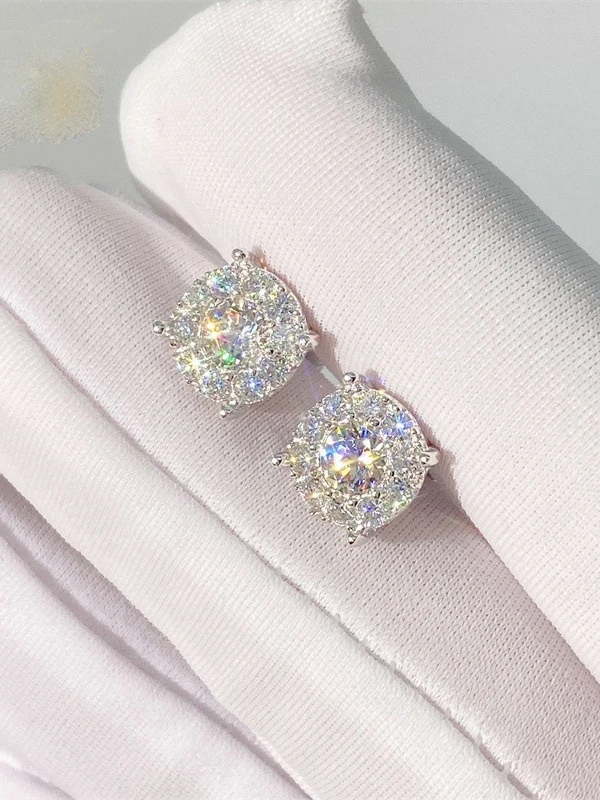 

Customize Classic Diamond VVS Hip Hop D Color Moissanite dangler Earrings 925 Sterling Silver White Gold Wholesale Price