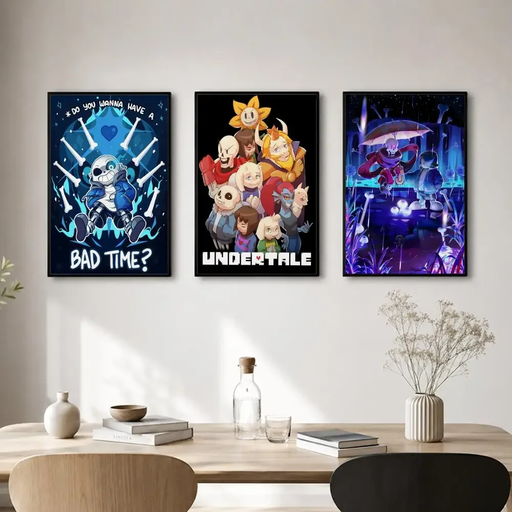 Game Undertale Poster Self-adhesive Art Waterproof Paper Sticker Coffee House Bar Room Wall Decor