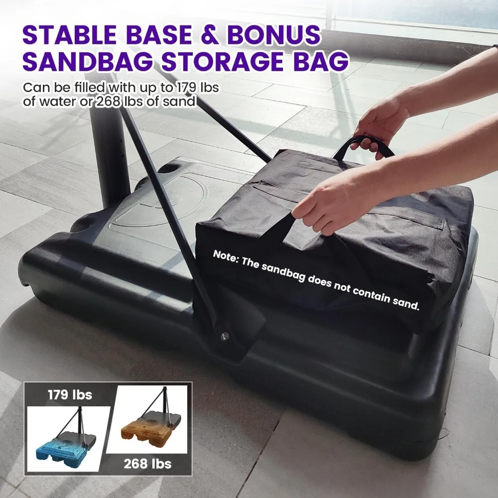 sistema de cesta de basquete ao ar livre com altura ajustável para crianças e adultos - 5,3 a 10 pés, tabela de nível profissional de 43,3 polegadas, ideal para