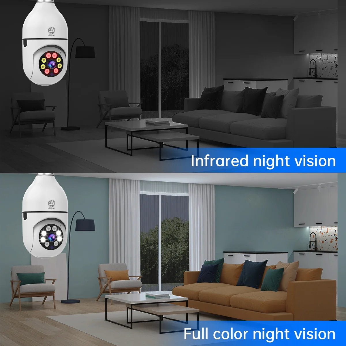 JOOAN E27 Bulb Surveillance Camera Home PTZ IP Camera Color Night Auto Tracking Security Camera Smart WiFi Baby Monitor