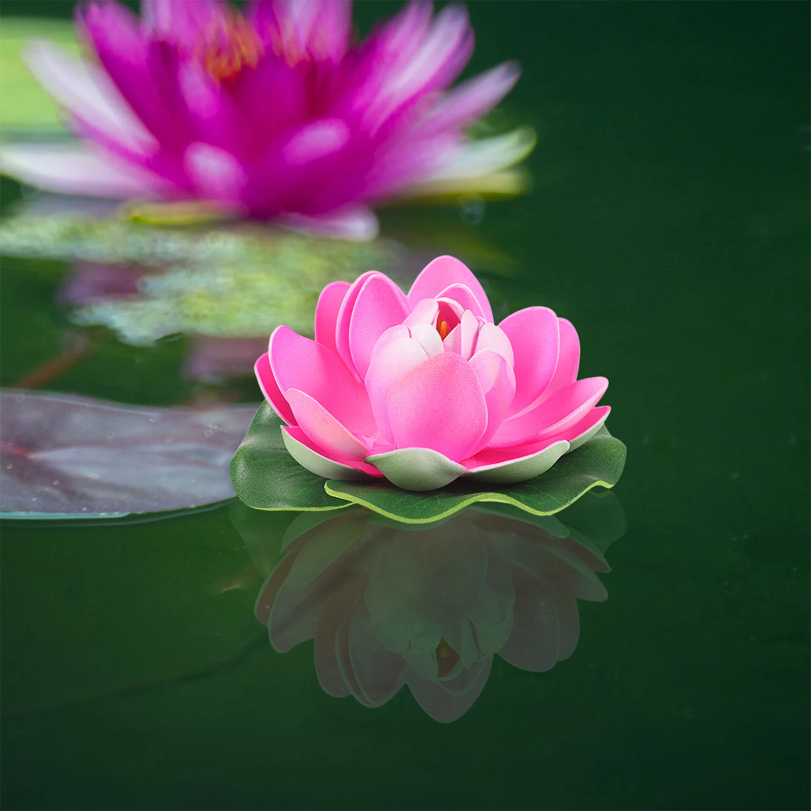 5 قطعة ديكور زهرة اللوتس مقلد ديكورات حوض السمك العائمة لخزان الأسماك حديقة بركة لوازم الديكور المنزل #3