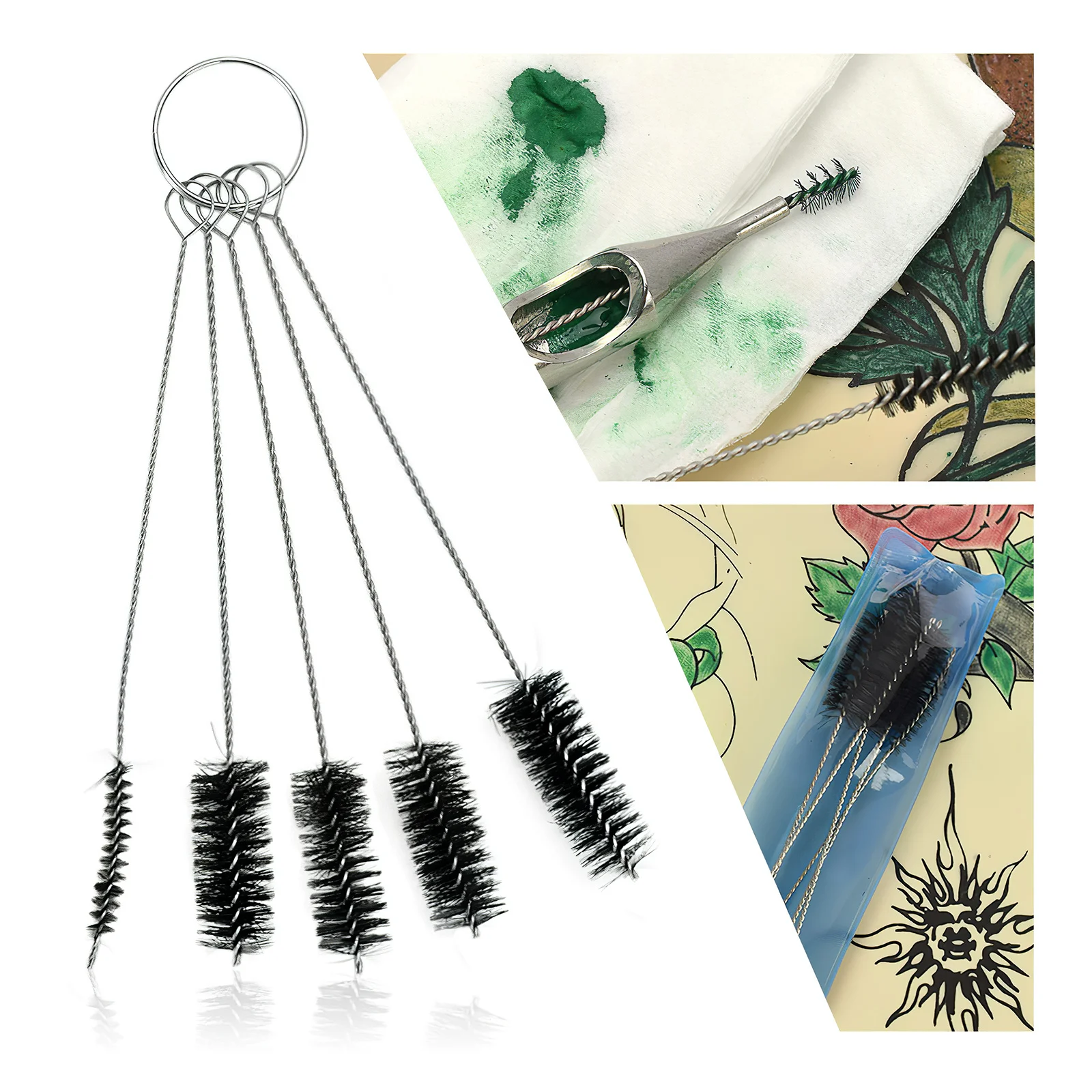 

405Pcs Tattoo Machine Accessory Kit Rubber Bands Silicone Pin Cushion Needle Cleaning Brush Set Tool Replacement