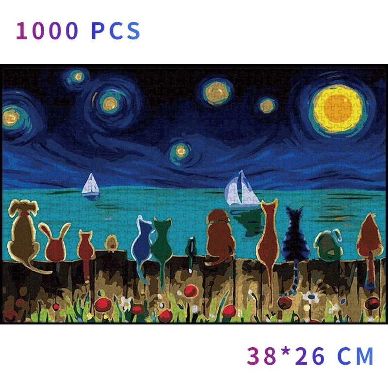 70*50cm Adult Paper Jigsaw Puzzle 1000 Pieces Dreamy Night Adult Stress Relief Children Educational Entertainment Toys Christmas