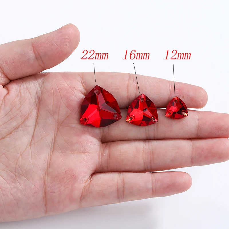 Fat Triangle Flatback Sew on Crystal Rhinestones Appliques For Dresses Glass Shiny Crystal Sewing Stones For Decoration Beads