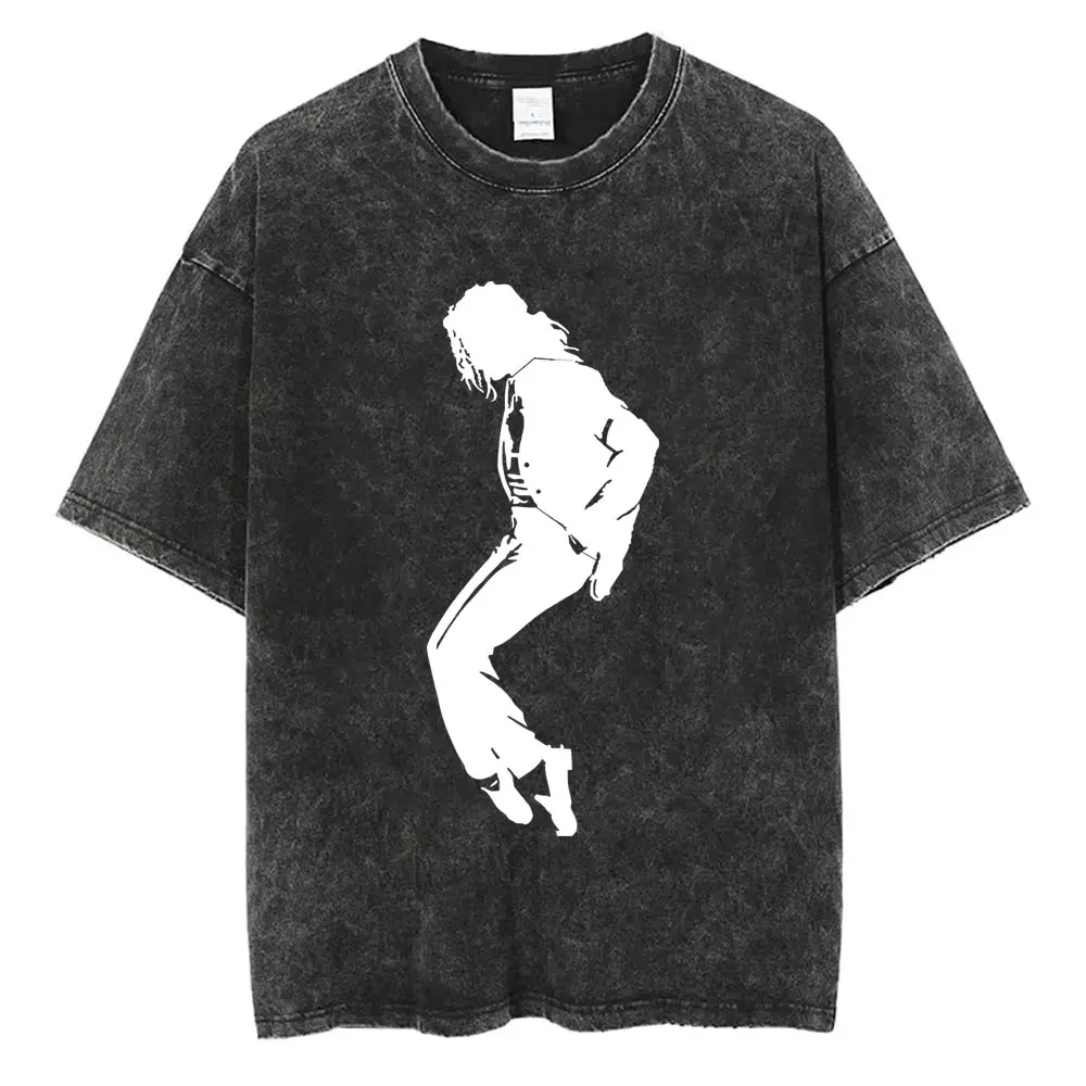 

Michael Jackson Classic Posture Vintage Washed T-shirt Men Women Fashion Retro Gothic Rock Tshirt Men's Casual Cotton T Shirts