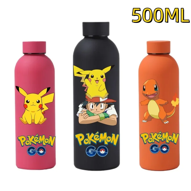 

Anime Pokemon Insulated Cup Sport Small Mouth Bottle Pikachu Double-layer Vacuum Stainless Steel Cola Coffee Frosted Bottle