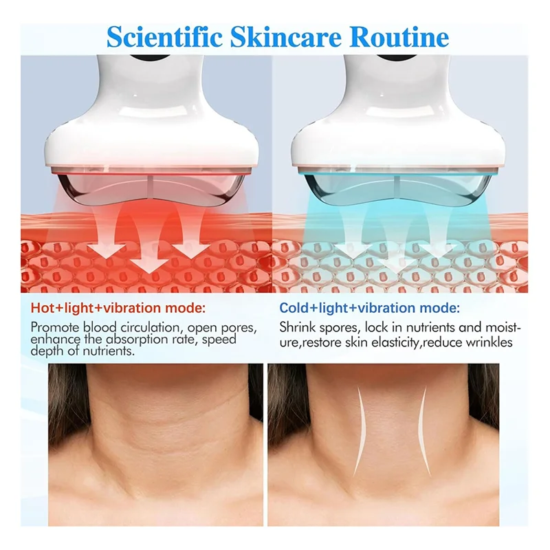 【Minimalist】ความร้อนเย็น LED เครื่องนวดหน้าแกะสลักแสงสีแดงบําบัดสําหรับใบหน้าคอยกกระชับ Depuffing Skin Care Devic
