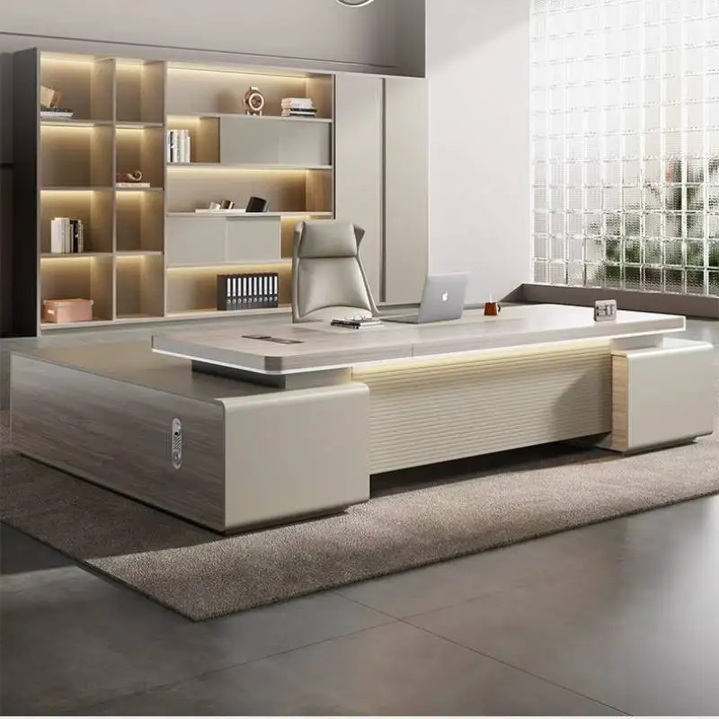 

Strong Big Executive Office Desk White Storage Luxury Modern Computer Desk Standing Adjustable Scrivania Work Station Table