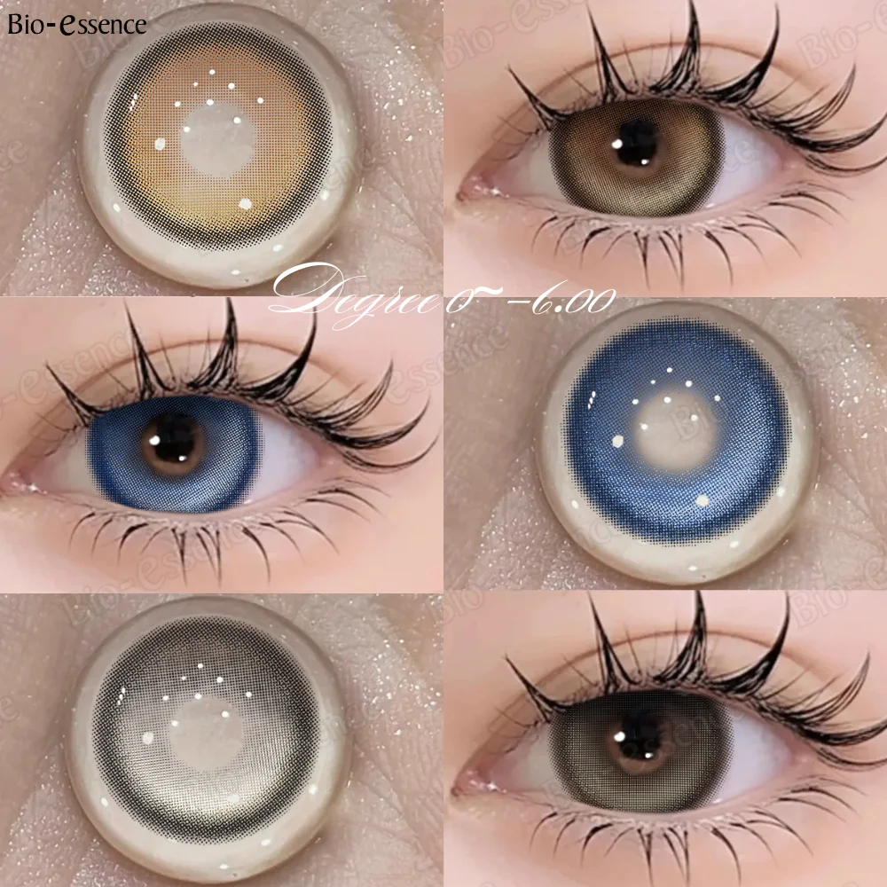 Bio-essence farbige Kontaktlinsen mit 1 Paar Grad 0~-6,00 natürliche braune Linsen 1 Jahr K4 blaue Linse koreanische Modelinsen