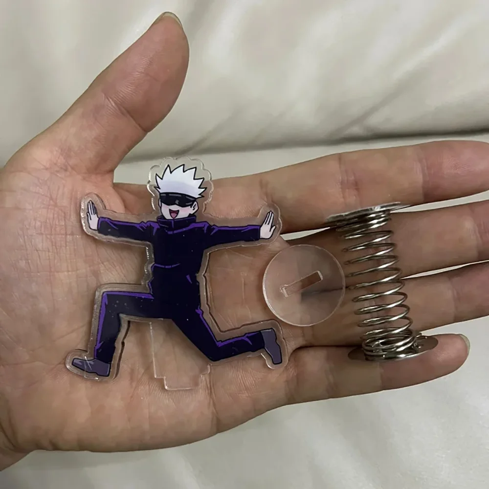Anime Jujutsu Kaisen Gojo Spring Stand Cartoon Funny Car Desktop Ornament Collect Model Boys Acrylic Reduce Pressure Gift