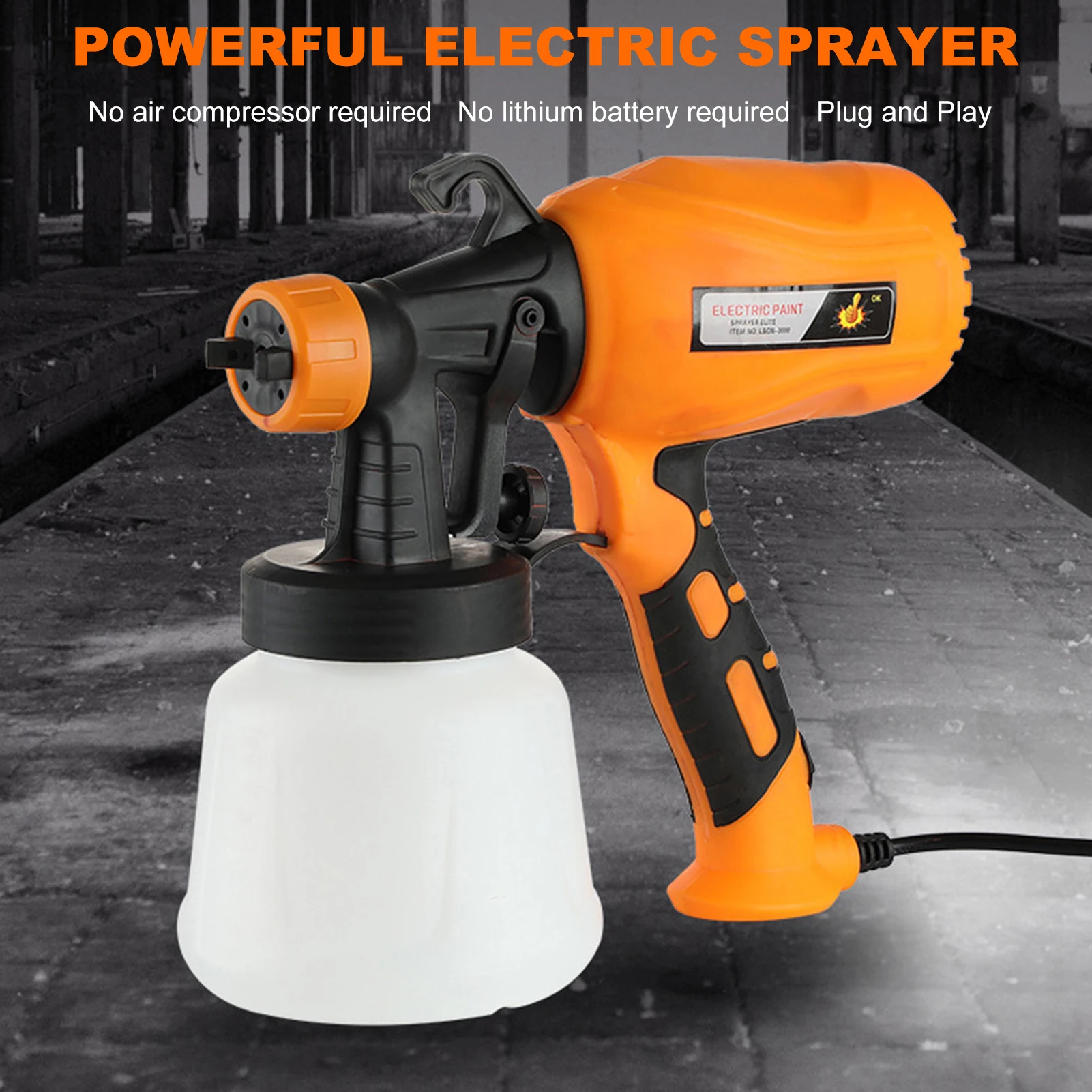 

550W HVLP Electric Paint Sprayer Paint Machine Portable High Pressure Sprayer for Furniture Cabinets Fence Car Garden