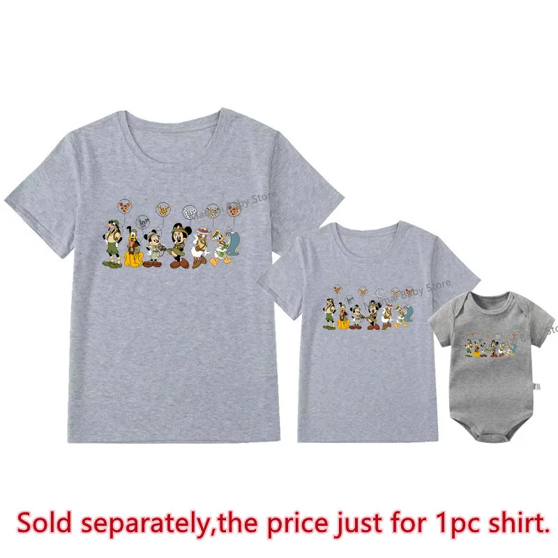 Animal Kingdom Safari Shirts Mickey Minnie Family Matching Outfits Funny Family Look Dad Mom Kids Disney Wild Zoo Tees Clothes