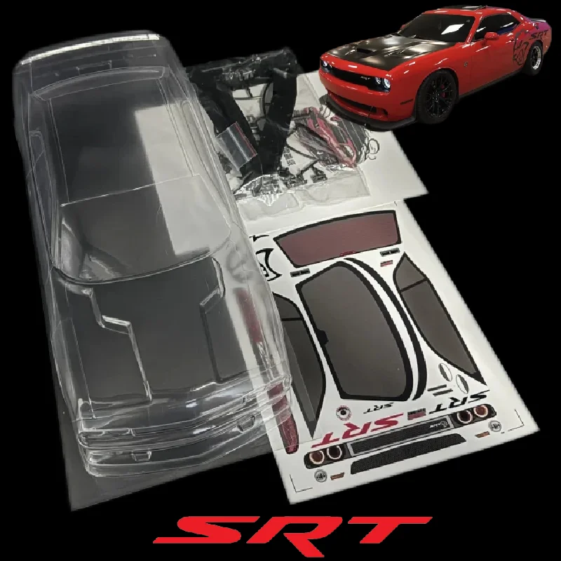 RC 1/10 PVC SRT Challenger Hellcat Karoseria 190mm szerokość 260mm rozstaw osi z spoilerem do 1/10 RC Drift MST HSP REVED YOKOMO