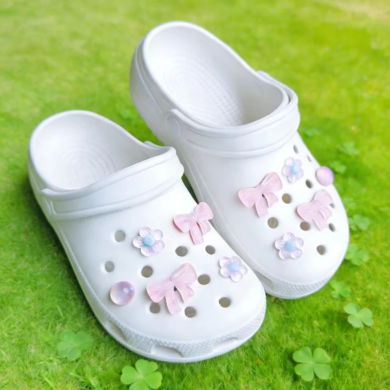 Cute Bow Flower Shoe Charms DIY Ornaments Sweet Accessories for Hole Clog Sandals Gift for Teen Girls Women Party Supplies