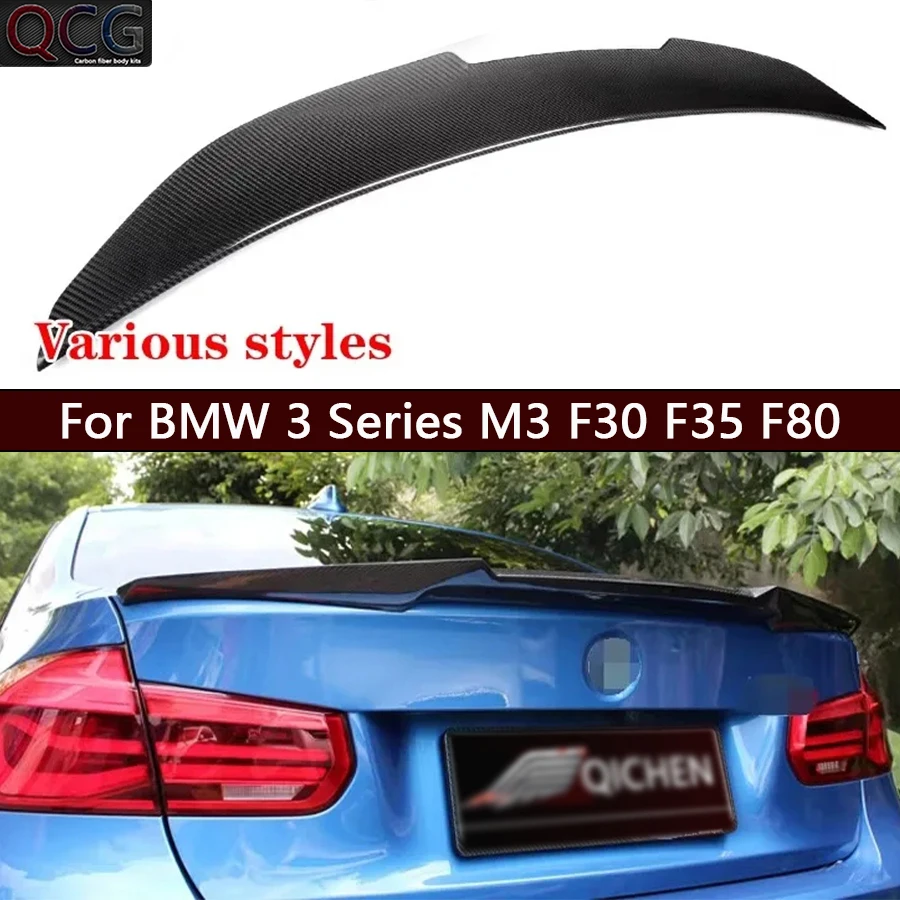

For BMW 3 Series M3 F30 F35 F80 Dry Carbon Fiber Spoiler Rear Tail fins Retrofit the Duckbill rear wing Car Accessories Body Kit
