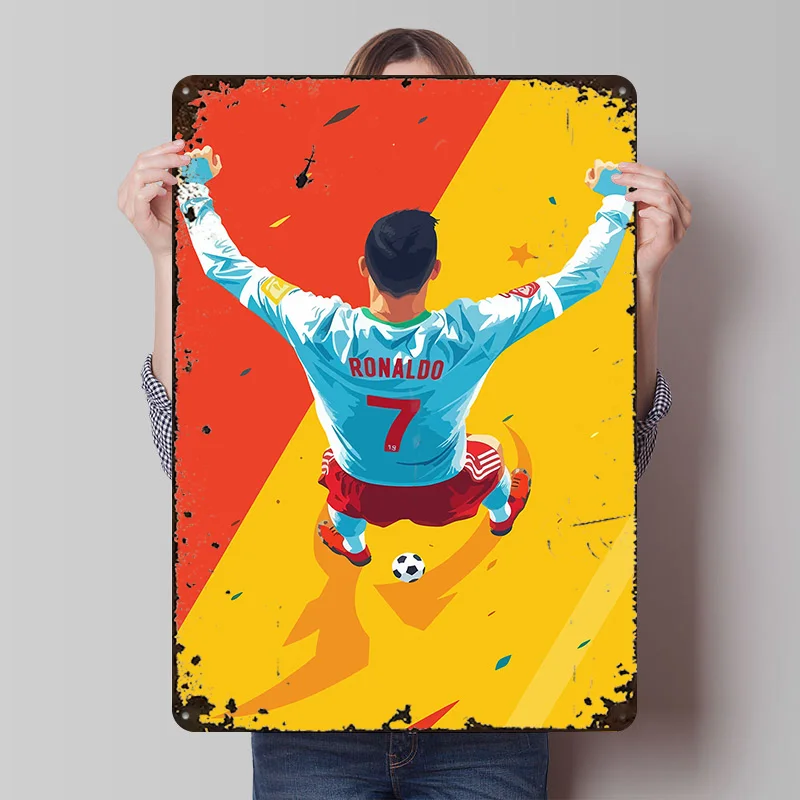 Cristiano Ronaldo Celebration Metal Poster Customized Wall Art Retro Vintage Tinplate Signs for Home and Decoration Gaming House
