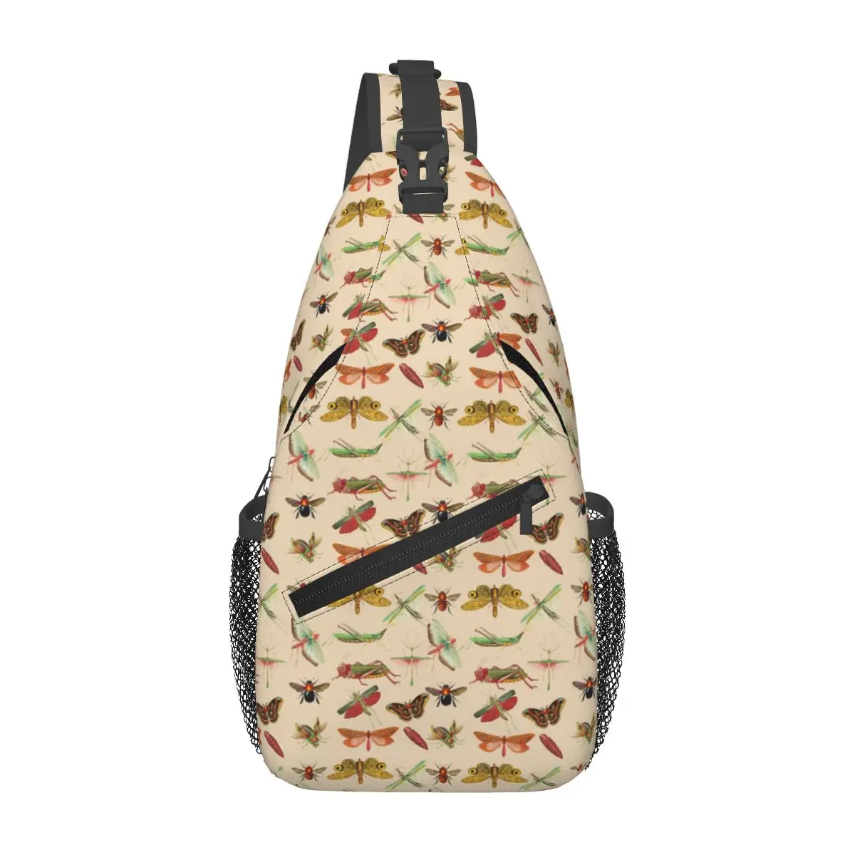 Vintage Bugs And Insects Illustration Chest Bag Men Sling Crossbody Backpack Chest Bag Traveling Hiking Daypack Shoulder Bag