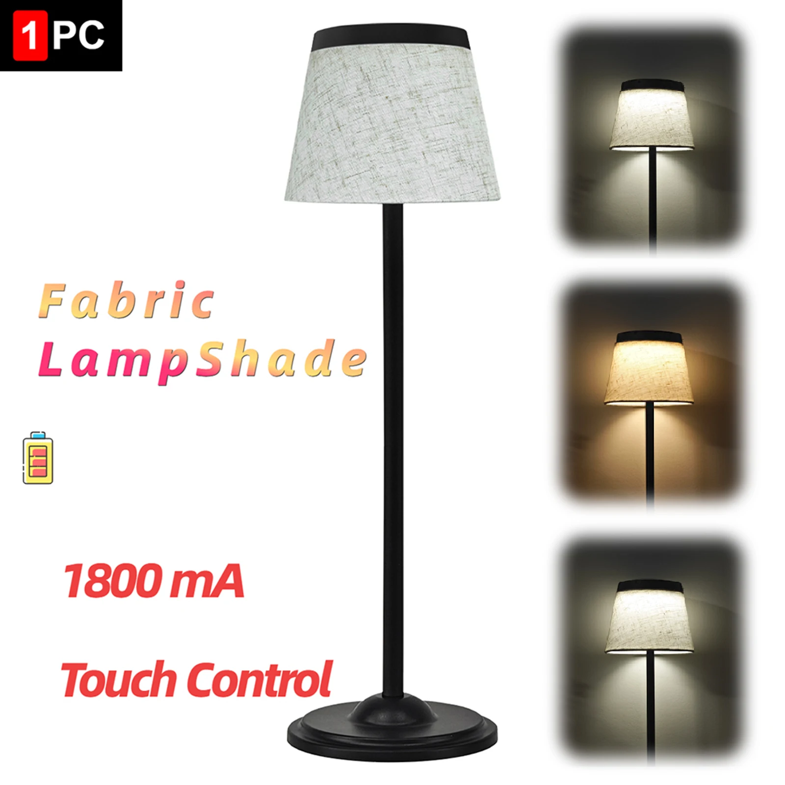 

Cordless Table Lamp 1800mAh Battery Operated Ambient Light Touch Dimmable for Restaurant Home Dinner Dining Kitchen