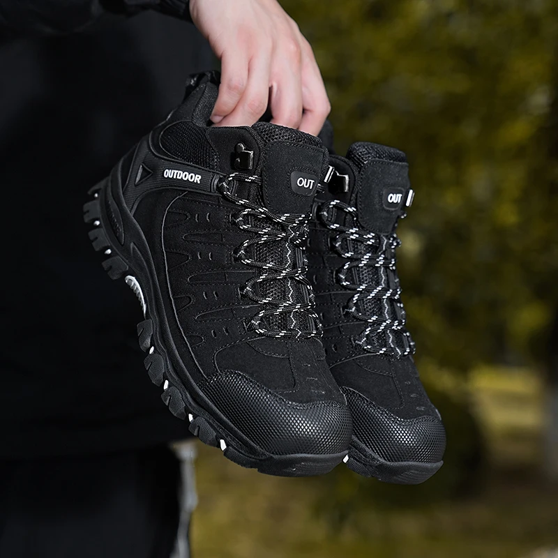 عالية الجودة الرجال حذاء للسير مسافات طويلة مقاوم للماء في الهواء الطلق تسلق الجبال أحذية رياضية الدانتيل متابعة عدم الانزلاق الرياضة أحذية الرحلات غير رسمية الذيل الأحذية