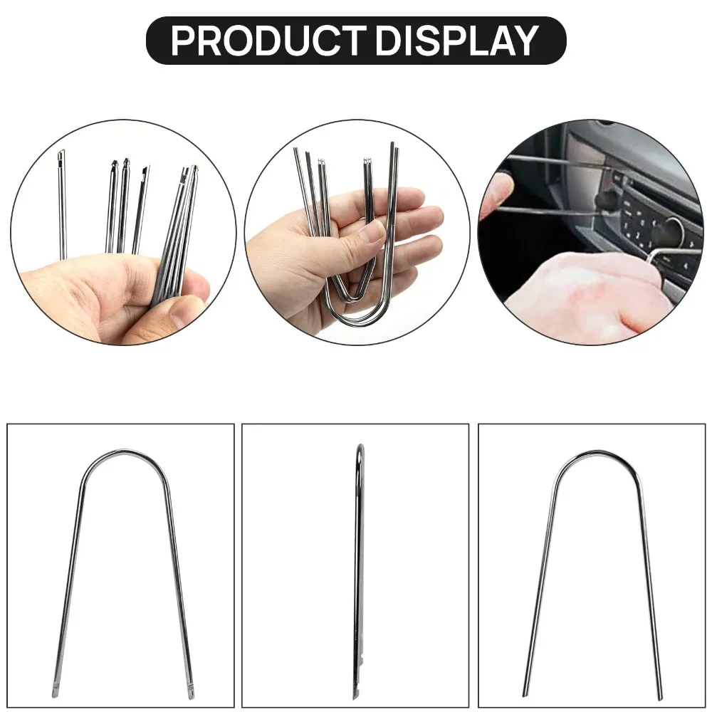 Car Radio Removal Tool Stainless Steel Scratch Remover Kit 2PCS U-Shaped+ 2PCS V-Shaped Car Radio Removal Tool Universal