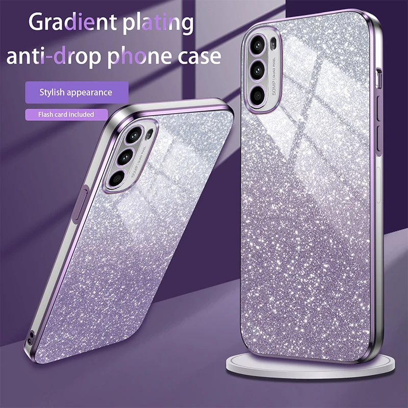 For MotoG62 Luxury Gradient Glitter Plating Phone Case For Motorola Moto G62 5G 2022 Silicone Back Cover G 62