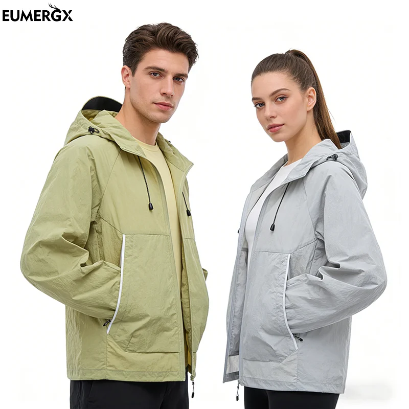 

EUMERGX Men Women Waterproof Jacket Fishing Climbing Trekking Sun Protective Windbreaker Unisex Summer Lightweight Rain Coat