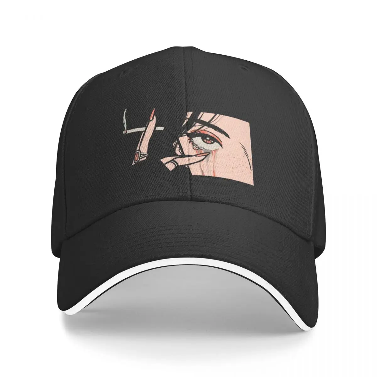 Crying Girl With Cigarette Baseball Cap cute Sunscreen Fashion Beach Mens Hats Women's