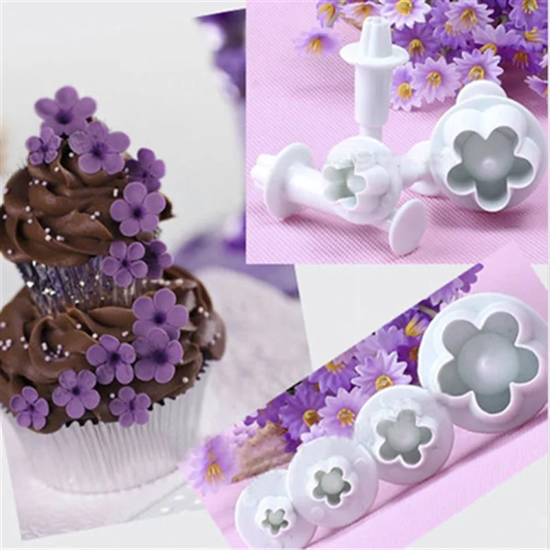 4pcs Mini Flower Polymer Clay Cutter Floral Decoration Plum Spring Press Cutting Mold INS Designer DIY Jewelry Texture Modeling