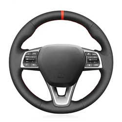 Cubierta suave antideslizante para volante de coche, protector de piel sintética negra para Hyundai Sonata VII(LF) 2017-2018 Sonata (forma O de 3 radios) 2015-2019